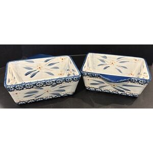 Temptations by Tara Old World Floral‎ Blue Single Serve Ramekins 20 Oz Set of 2